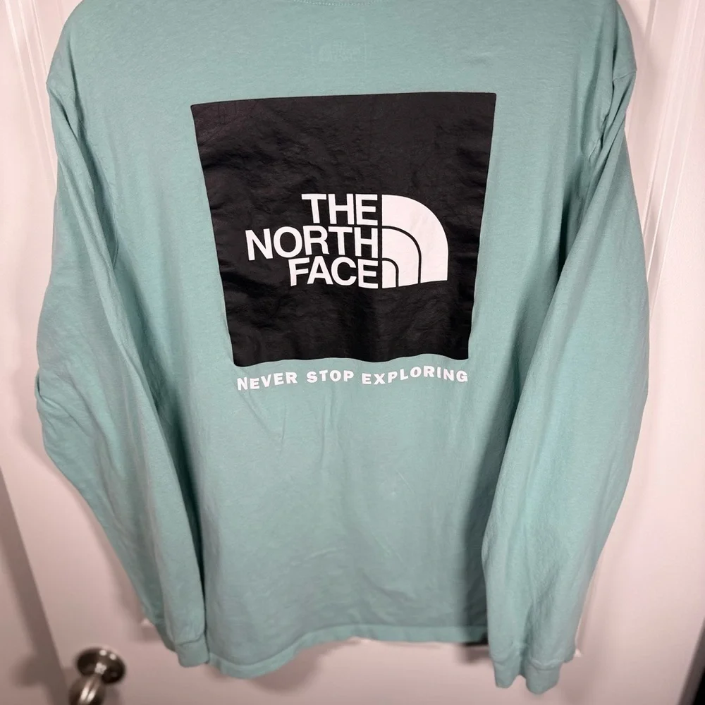 The North Face Seafoam Blue Mens Long Sleeve T-Shirt Size Large